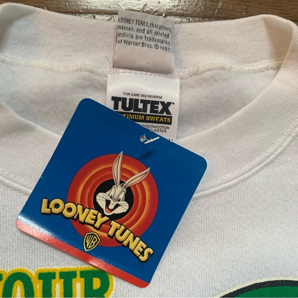 1997 TulTex Looney Tunes Bet your Shamrocks I'm Lucky Sweatshirt | 2XL | White - Picture 4 of 8